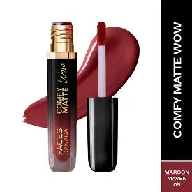Faces Canada Comfy Matte Wow Liquid Lipstick Highly Pigmented - Maroon Maven 05 3.8 ml
