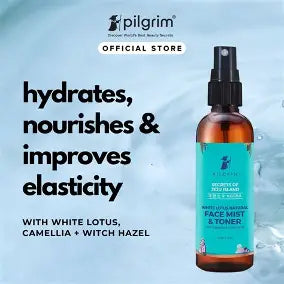 Pilgrim White Lotus Natural Face Mist & Toner With Camellia Witch Hazel| Korean Beauty Formulation|For Better Hydration| Paraben Phthalate Free| Men Women 100 ml