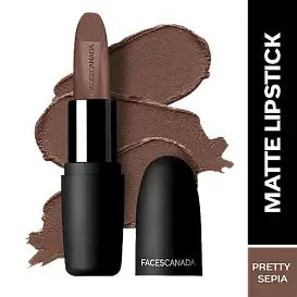 Facescanada Weightless Matte Finish Lipstick - Highly Pigmented - Pretty Sepia 08 4 g