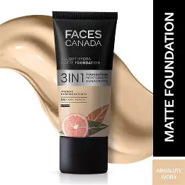 FACES CANADA 3 IN 1 ALL DAY HYDRA MATTE FOUNDATION - Absolute Ivory 012 18 ml