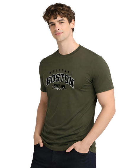Adro Mens Boston City Printed Tshirt | Athletic Stylish Summer College Cotton T-shirt | Sporty Comfortable T shirts | Regular Fit