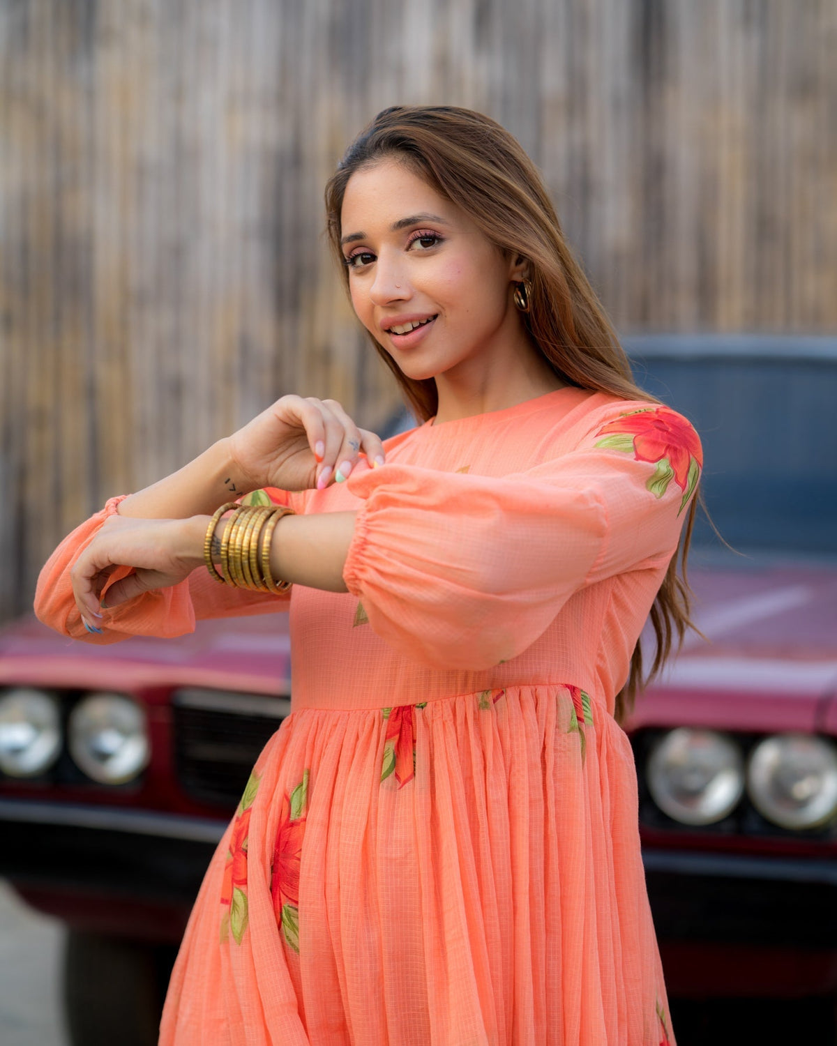 PEACHY BLOOM MAXI DRESS
