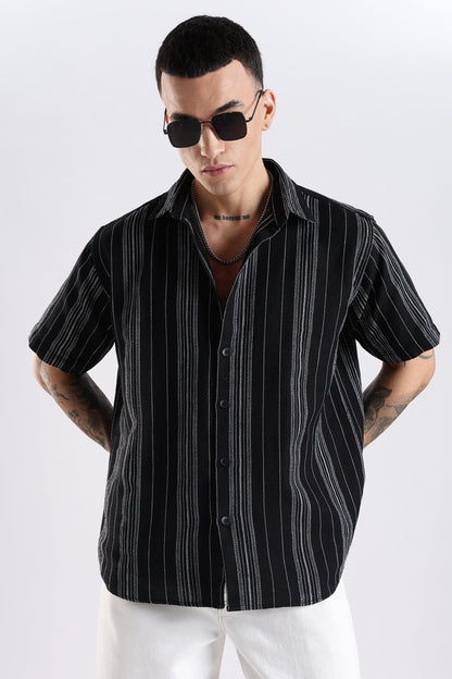 Vertical Striped Self Design Cotton Oversized Shirt