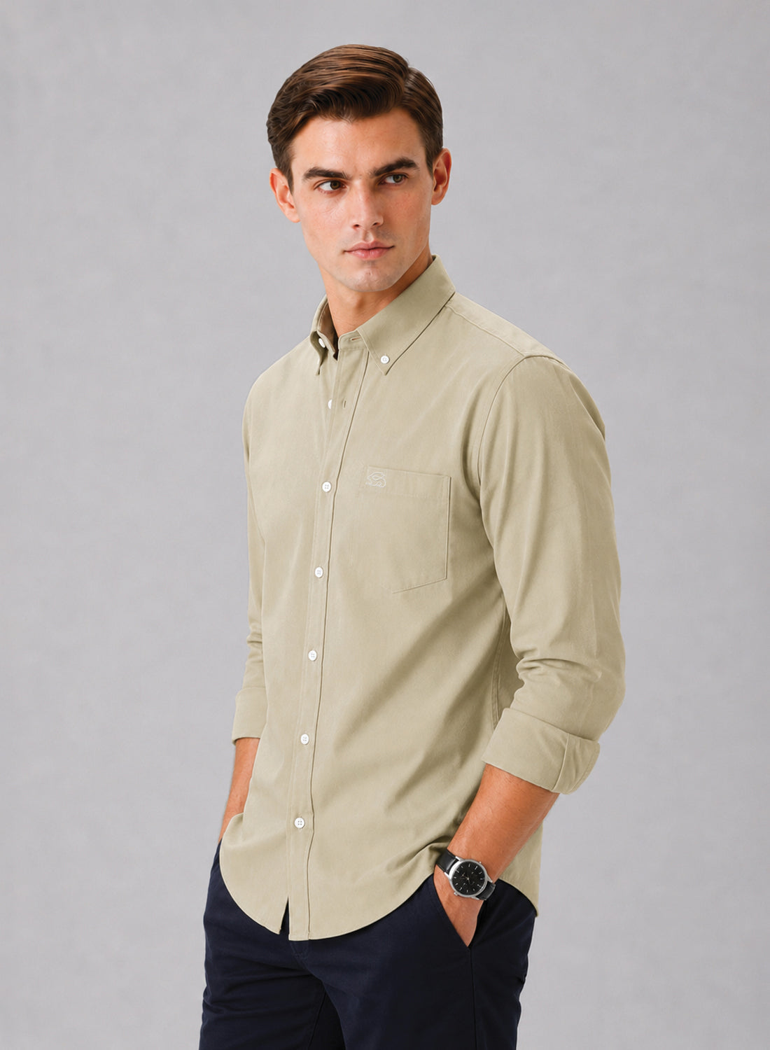 ADRO Premium Oxford Cotton Casual Shirt – Oatmeal