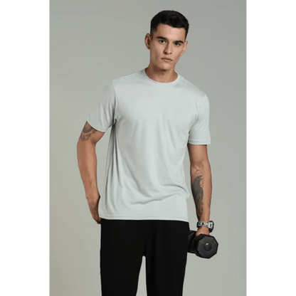 Outlaws Men’s T Shirt – Cotton Solid Regular Fit Light Grey