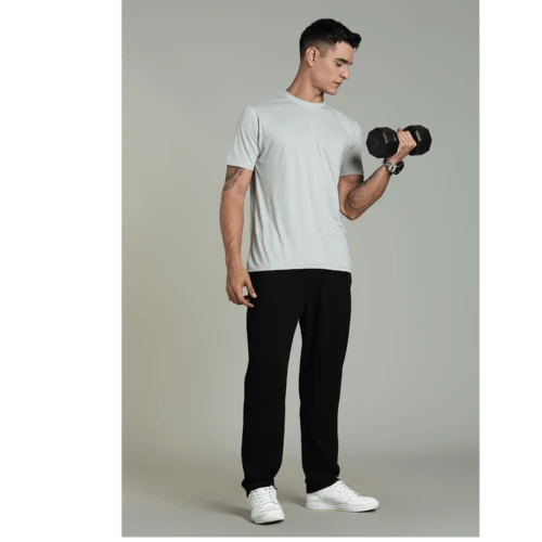 Outlaws Men’s T Shirt – Cotton Solid Regular Fit Light Grey