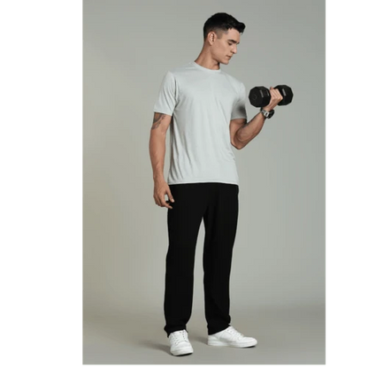 Outlaws Men’s T Shirt – Cotton Solid Regular Fit Light Grey