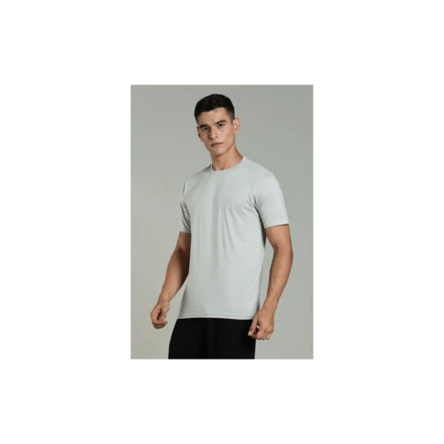 Outlaws Men’s T Shirt – Cotton Solid Regular Fit Light Grey