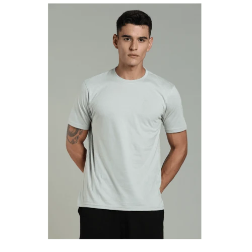 Outlaws Men’s T Shirt – Cotton Solid Regular Fit Light Grey