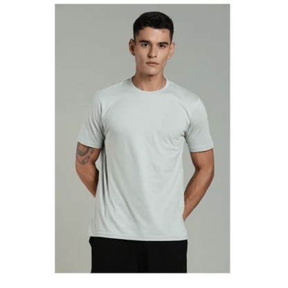 Outlaws Men’s T Shirt – Cotton Solid Regular Fit Light Grey