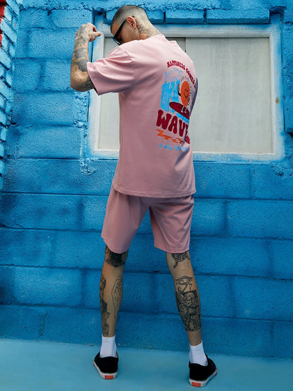 Oversized Pink Happy Waves Co-Ord Set