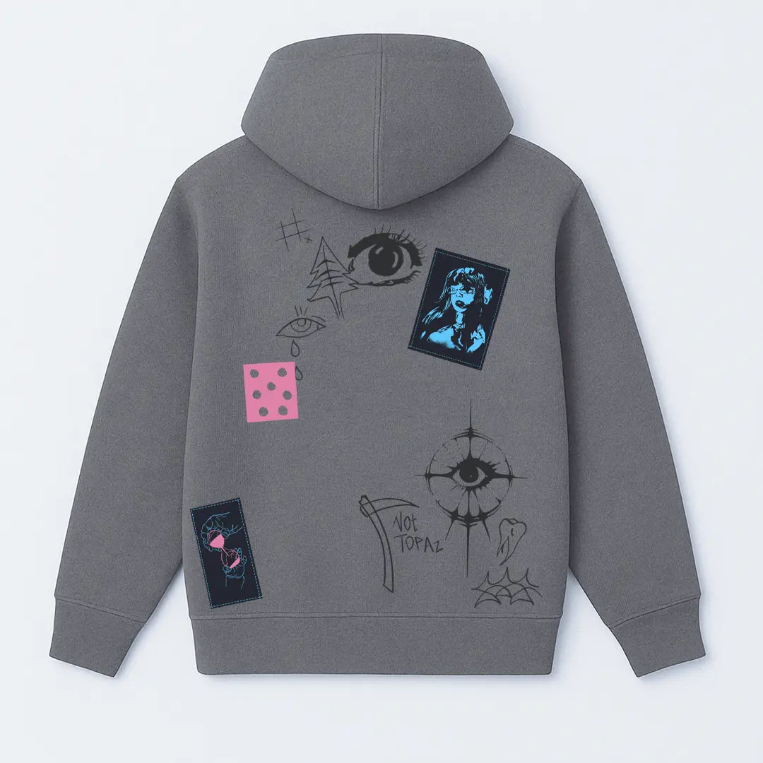 Cryptic Canvas Regular Fit Printed Grey Hoodie FLYAF