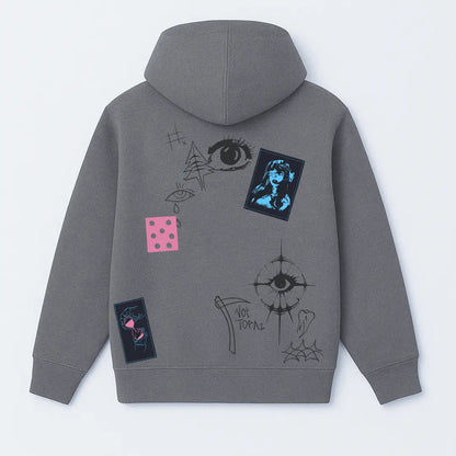 Cryptic Canvas Regular Fit Printed Grey Hoodie FLYAF