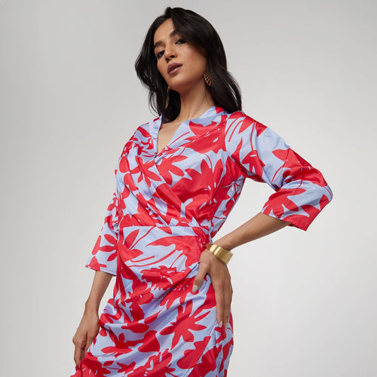 Contrast Botanical Dress