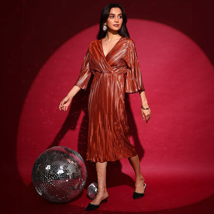 Pleated Wrap Dress