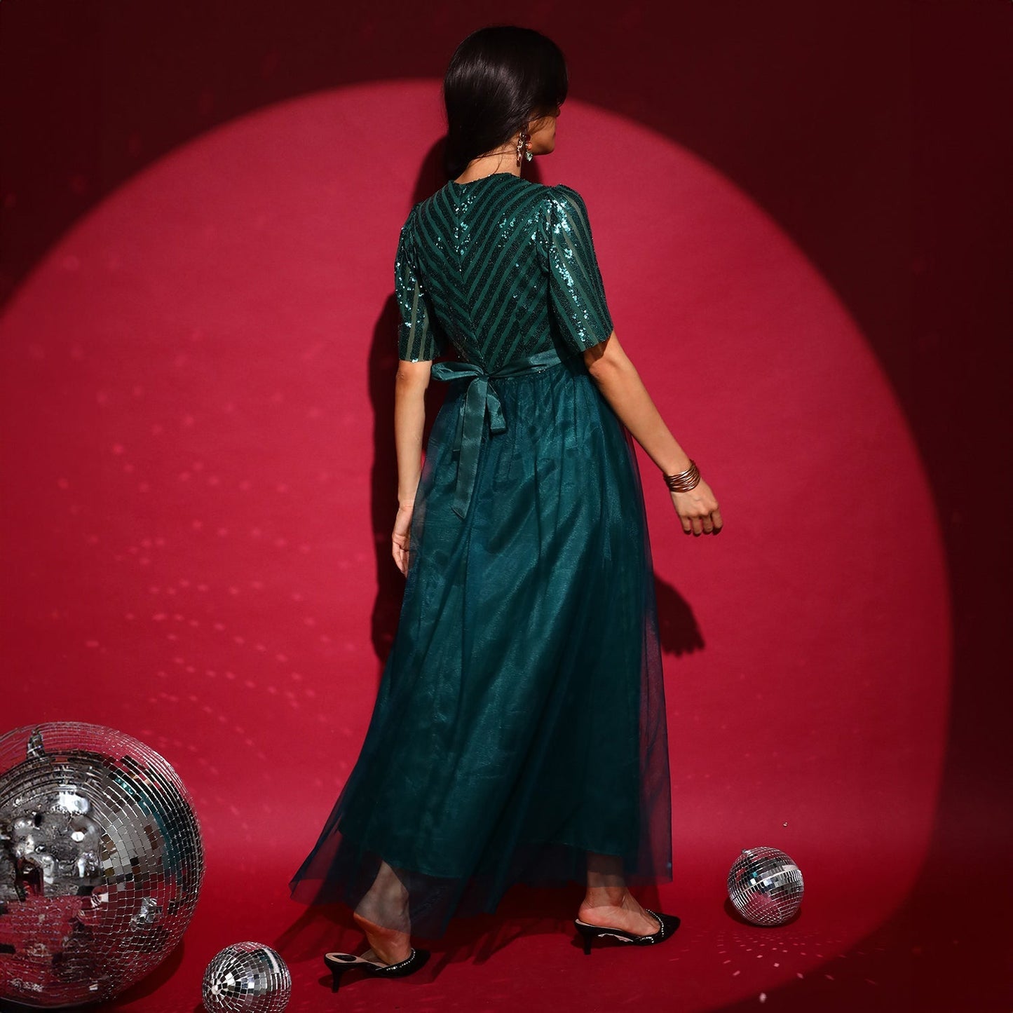 Sequin Block Maxi Dress