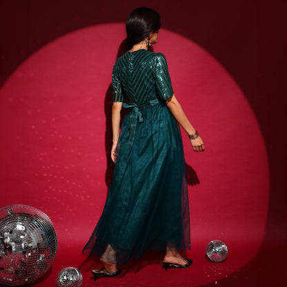Sequin Block Maxi Dress