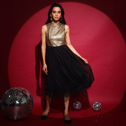 Sequin Block Midi Dress