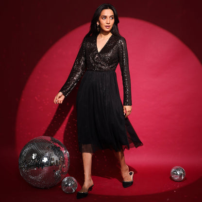 Sequin Wrap Dress