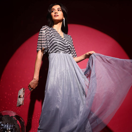 Sequin Block Maxi Dress