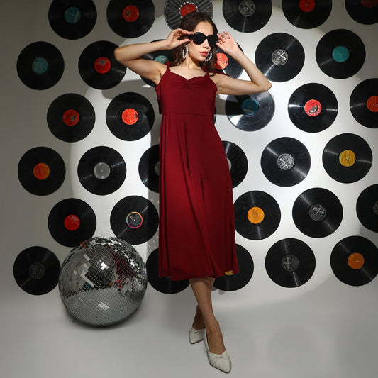 Solid Slit Midi Dress