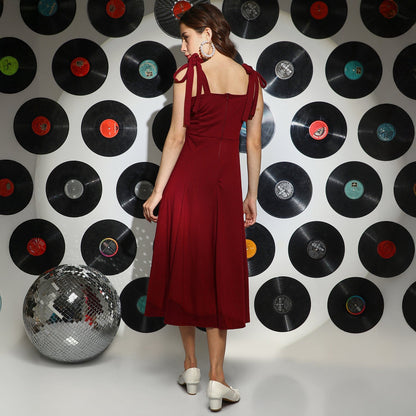 Solid Slit Midi Dress