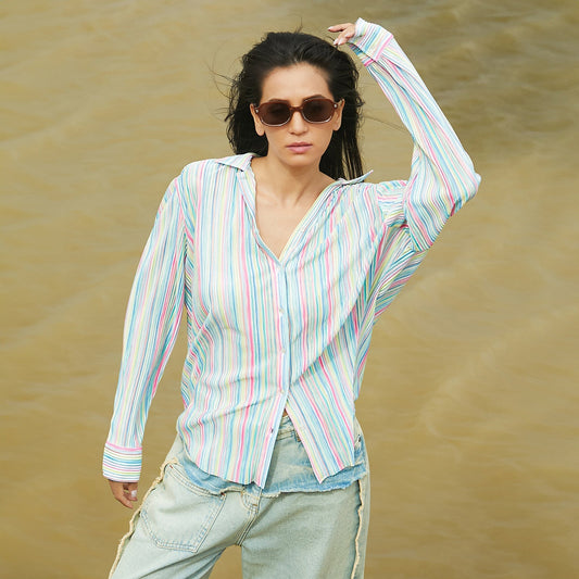 Rainbow Pleated Shirt
