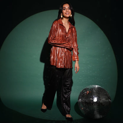 Metallic Pleated Shirt