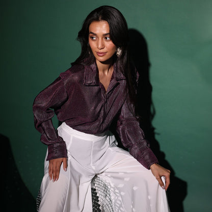 Metallic Pleated Shirt