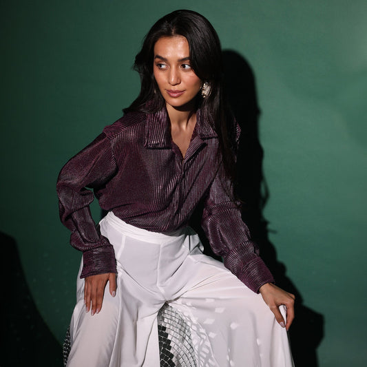 Metallic Pleated Shirt