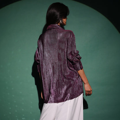 Metallic Pleated Shirt