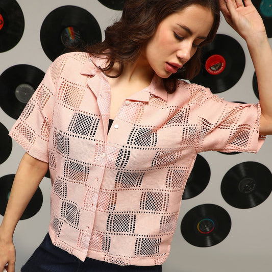 Cubic-Mesh Oversized Shirt
