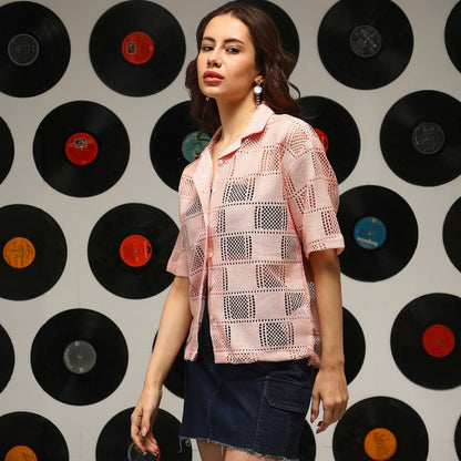 Cubic-Mesh Oversized Shirt