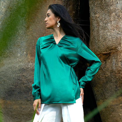 Satin Wrap Top