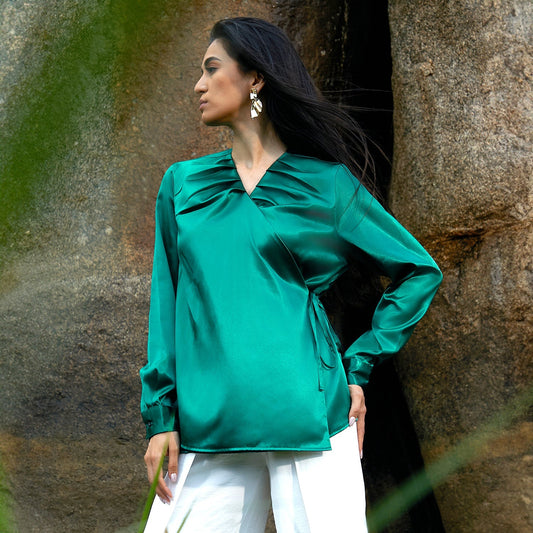 Satin Wrap Top