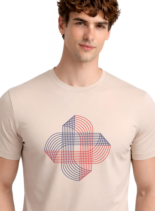 ADRO Printed T-Shirt for Men | Cross Matrix Cotton Printed Tshirt | Regular Fit Casual T-Shirts | Summer Tshirts