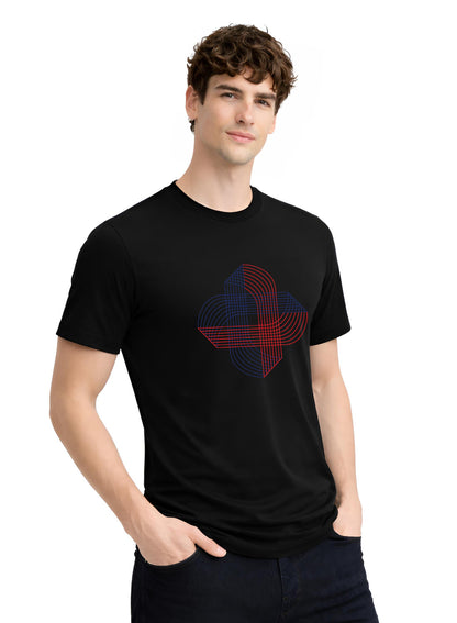 ADRO Printed T-Shirt for Men | Cross Matrix Cotton Printed Tshirt | Regular Fit Casual T-Shirts | Summer Tshirts