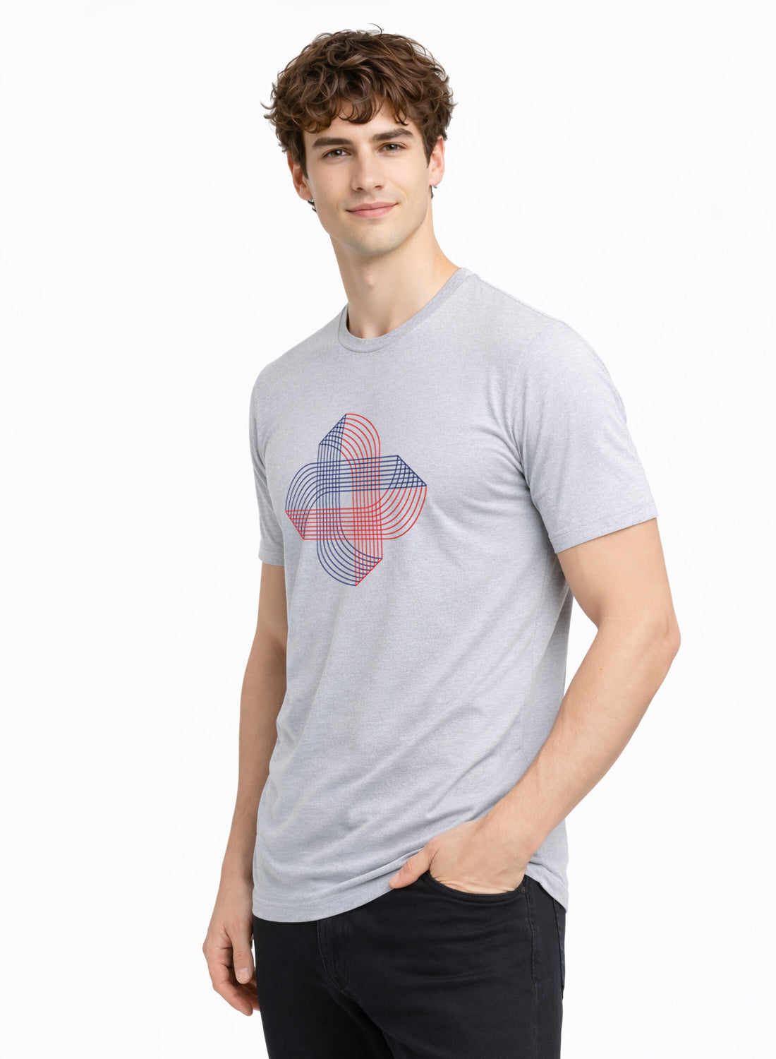 ADRO Printed T-Shirt for Men | Cross Matrix Cotton Printed Tshirt | Regular Fit Casual T-Shirts | Summer Tshirts