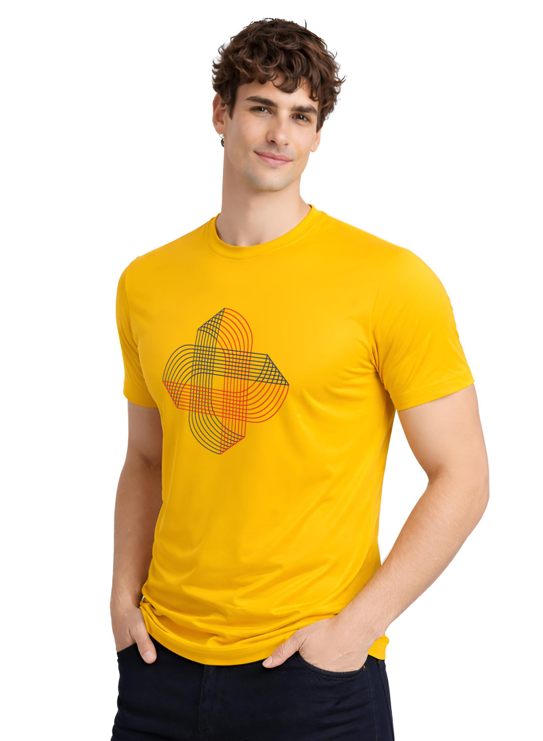 ADRO Printed T-Shirt for Men | Cross Matrix Cotton Printed Tshirt | Regular Fit Casual T-Shirts | Summer Tshirts