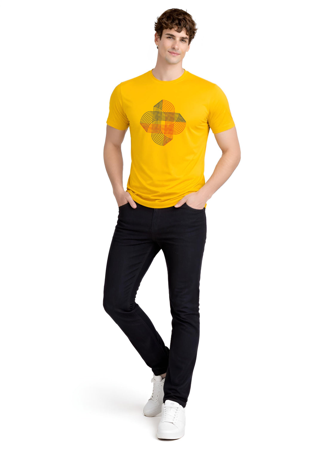 ADRO Printed T-Shirt for Men | Cross Matrix Cotton Printed Tshirt | Regular Fit Casual T-Shirts | Summer Tshirts