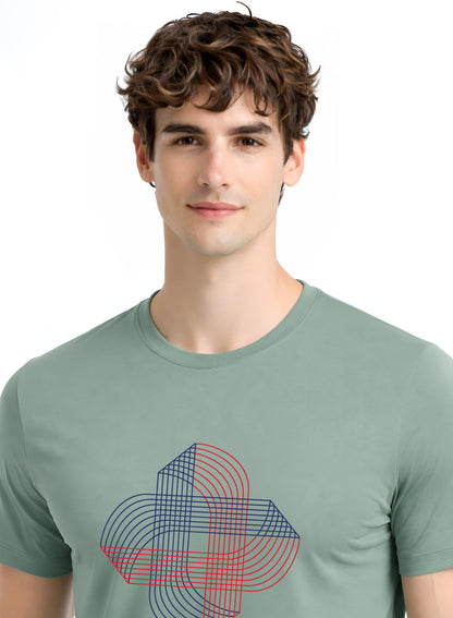 ADRO Printed T-Shirt for Men | Cross Matrix Cotton Printed Tshirt | Regular Fit Casual T-Shirts | Summer Tshirts
