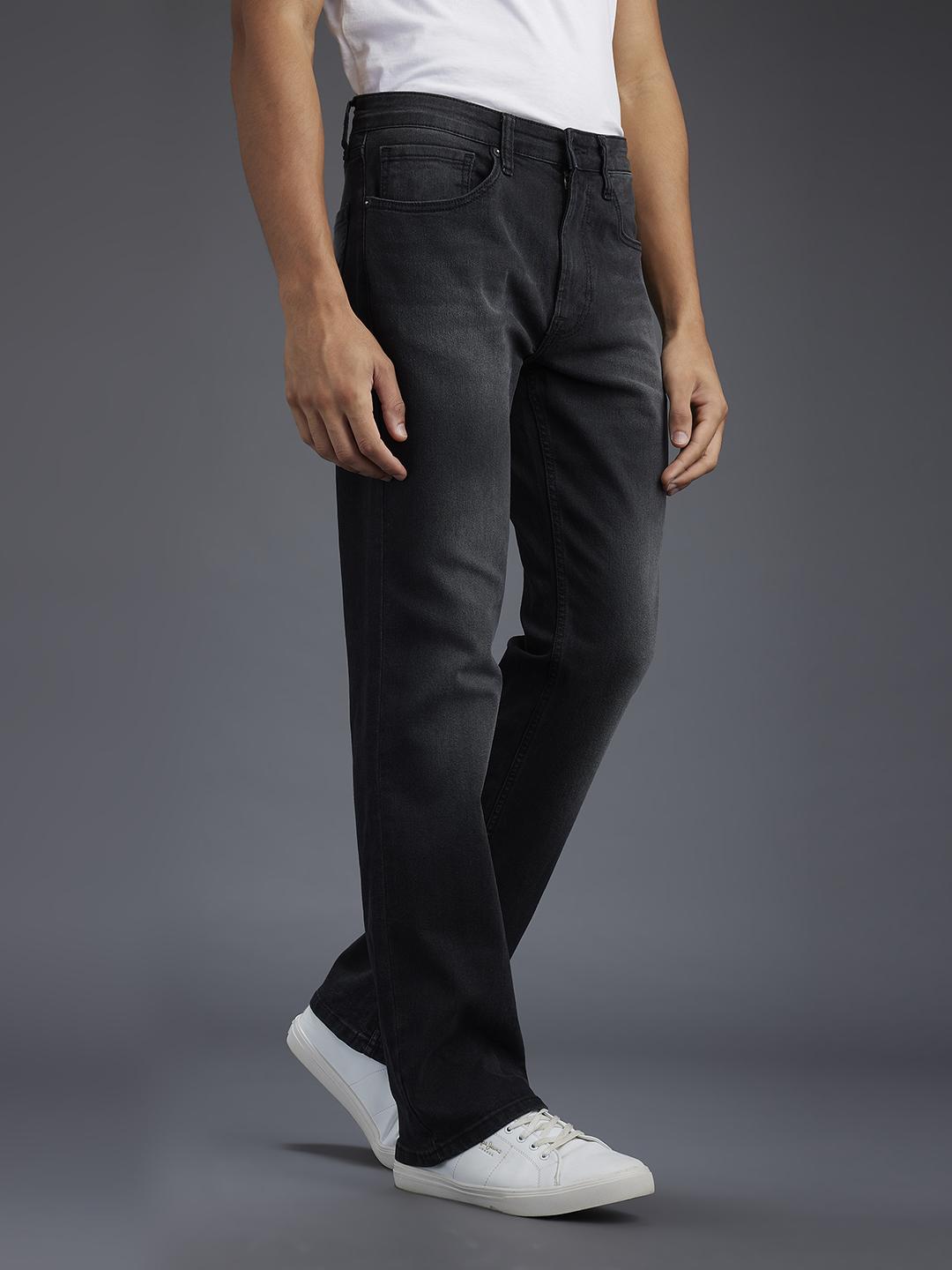 Pepe Jeans Mens Black Bootcut Low Distress Jeans