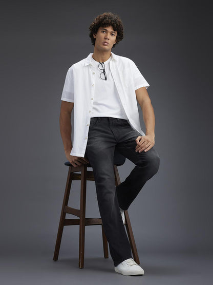 Pepe Jeans Mens Black Bootcut Low Distress Jeans