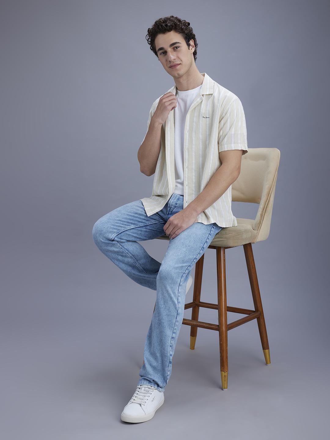 Pepe Jeans Mens Striped Short Sleeve Relaxed Fit Shirt