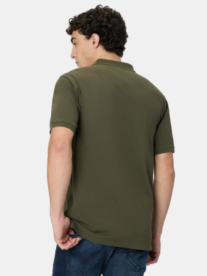 Pepe Jeans Green Solid Short Sleeves Mens Polo T-Shirt