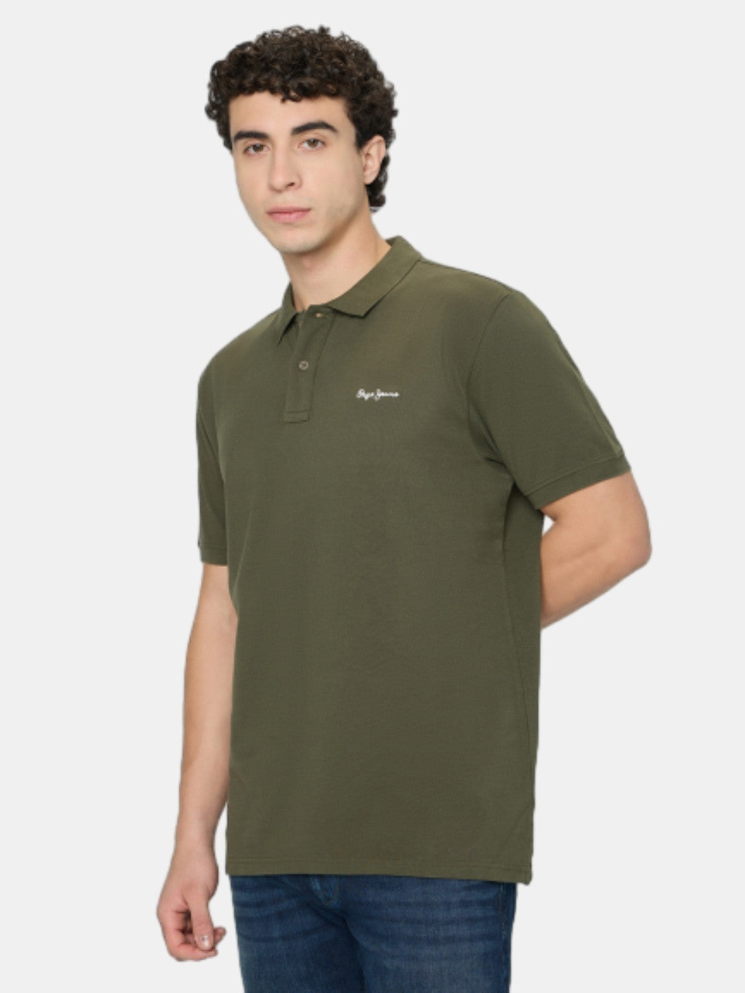 Pepe Jeans Green Solid Short Sleeves Mens Polo T-Shirt