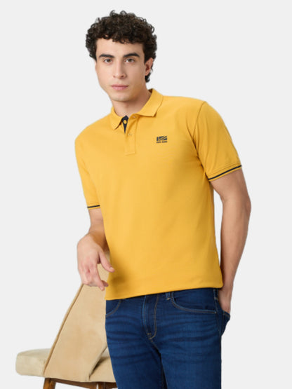 Pepe Jeans Yellow Solid Short Sleeves Mens Polo T-Shirt