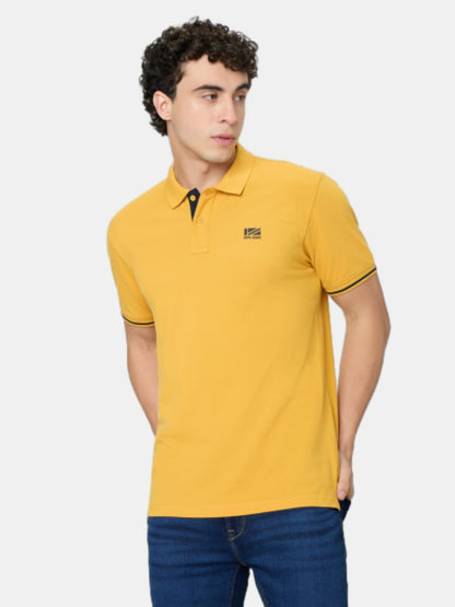 Pepe Jeans Yellow Solid Short Sleeves Mens Polo T-Shirt