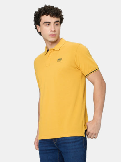 Pepe Jeans Yellow Solid Short Sleeves Mens Polo T-Shirt