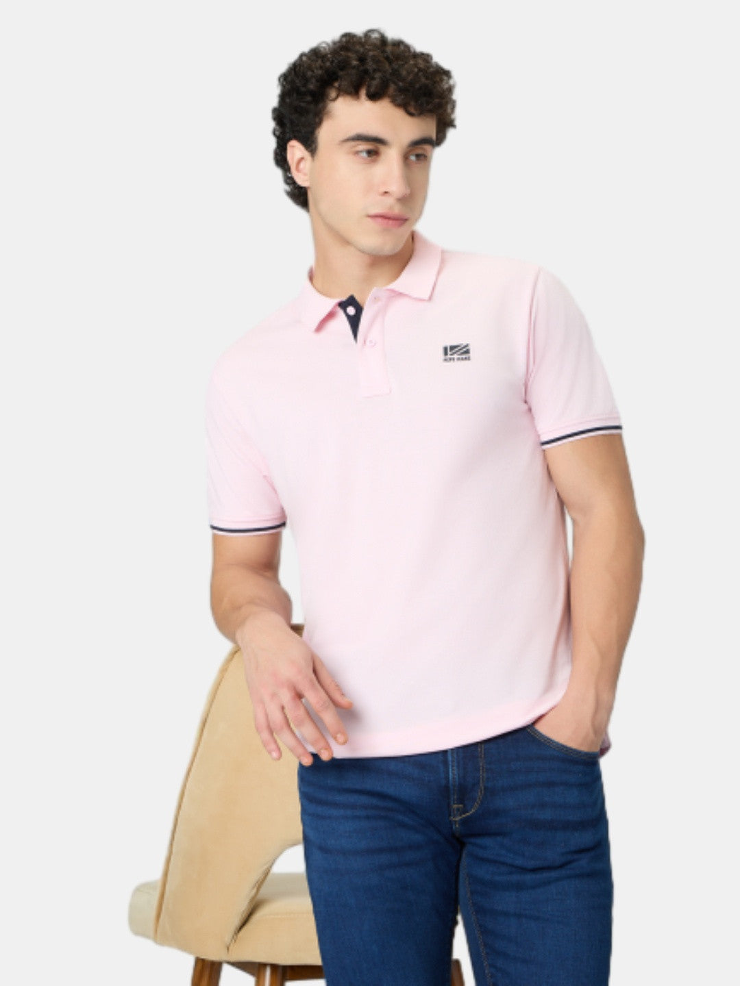 Pepe Jeans Pink Solid Short Sleeves Mens Polo T-Shirt